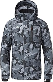 Athrock Mens Winter Ski Jackets Waterproof Fleece Warm Snowboard Coats Hooded Windbreaker Snow Rain Jacket