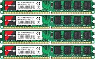 كويسوني مجموعة 8GB (2GBX4) DDR2 800 Udimm RAM، PC2-6400/PC2-6400U 1.8 فولت CL6 240 دبوس وحدات ذاكرة سطح المكتب غير مخزنة مؤقتة