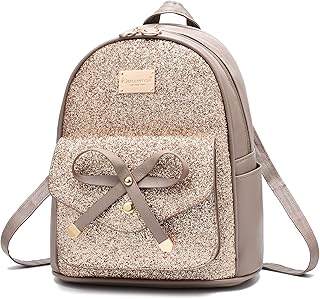 I IHAYNER Women Cute Glitter Sequin Mini Backpack for Women Small Bowknot Leather Purse Fashion Backpack Purse for Women