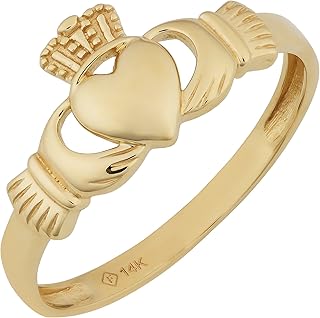 Kooljewelry 14k Yellow Gold High Polish Claddagh Ring