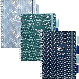 Pukka Pad, 5 Subject Spiral Notebook 3-Pack with Repositionable Dividers - 200 Pages of 80GSM Paper with Perforated Edges - Glee, B5-7 X 10in