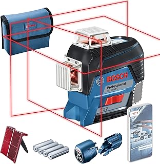 بوش بروفيشنال مستوى ليزر GLL 3-80 C (ليزر احمر، مع وظيفة التطبيق، نطاق العمل: 30 متر، 4 بطاريات ايه ايه)