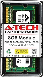 ايه-تيك ذاكرة RAM 8GB بديلة لـ Crucial CT102464BF160B | DDR3/DDR3L 1600MHz PC3L-12800 2Rx8 1.35 فولت SODIMM 204 دبوس