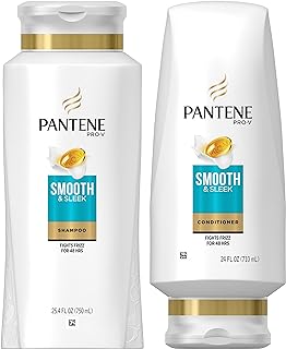 Pantene, مجموعة بلسم خالية من الشامبو والكبريتات، مع زيت الأرغان، برو-في السلس وأنيق للشعر الجاف، 25.4 أوقية و24 أونصة، مجموعة، من بانتين