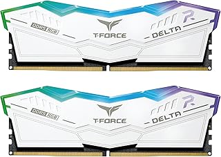 تيم جروب ذاكرة RAM دلتا RGB DDR5 32GB (2x16GB) 6200MHz PC5-49600 CL38 من تي فورس لجهاز الكمبيوتر المكتبي لشريحة تعريف 600 700 سلسلة XMP 3.0 ريدي ابيض - FF4D532G6200HC38ADC01