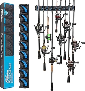 PLUSINNO V6 Vertical Upgrade Fishing Rod/Pole Holders, Support Extra Large & Heavy Fishing Rod and Reel Combos, Fishing Rod Holders for Garage, Wall Mounted Fishing Rod Rack Storage Organizer Safely