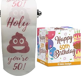 النيدو ديزاينس هدية ورق تواليت بعبارة Happy 50th Birthday (عيد الميلاد الخمسين)