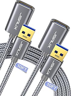 جي سوكس كيبل تمديد USB 3.0 بطول 3 متر من النوع A ذكر الى انثى مغطى بالنايلون متوافق مع كاميرا الويب والكاميرا والجوال وموزع والماوس والكيبورد والطابعة والقرص الصلب وXbox -