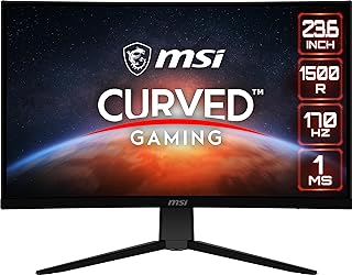 MSI شاشة العاب منحنية G2422C 24 انش 1920 × 1080 اف اتش دي في ايه 1 مللي ثانية 170 هرتز فري سينك بريميوم HDMI منفذ بي امالة من ام اس اي أسود