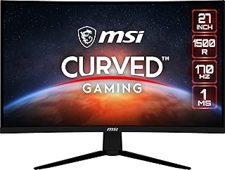 MSI شاشة العاب G273CQ مقاس 27 انش، 2560 × 1440 (QHD)، في ايه، 170 هرتز، فري سينك بريميوم، خاصية HDR جاهزة، HDMI، منفذ عرض، امالة، اسود، من ام اس اي