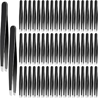 لاسنتين 64 قطعة من ملاقط الحواجب للرجال ملاقط دقيقة مائلة من الستانلس ستيل للنساء لازالة شعر الوجه والشعر النامي ووصلات الرموش ونتف الرؤوس السوداء (اسود)