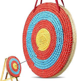 VEVOR Straw Archery Target, 3/5 Layers Traditional Straw Round Archery Target Shooting Bow, Hand-Made Arrows Target, Coloured Rope Target for Backyard Outdoor Hunting Shooting Practice