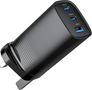 قاعدة شحن بي دي 65 واط من بينريك، شاحن USB C، شاحن لاب توب مزدوج نوع C محول طاقة جداري متوافق مع ماك بوك وايفون وايباد وستيم ديك وون بلس وهواوي ولينوفو واتش بي واسوس وايسر وشاومي (اسود)