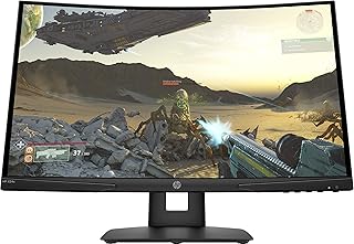 شاشة ألعاب اتش بي X24c منحنية 1500R بدقة وضوح FHD مع معدل تحديث 144Hz وايه ام دي فري سينك بريميوم (1 HDMI و1 ديسبلاي بورت)، 1920 x 1080، LCD