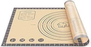 حصيرة خبز من السيليكون الامن غذائيا قابل لاعادة الاستخدام، حصيرة كبيرة غير لاصقة وغير قابلة للانزلاق سميكة مع تدرج القياسات، مثالية لصنع البسكويت والماكرون والخبز والمعجنات، مقاس 36× 24 انش