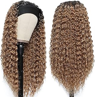 Wigs Synthetic Braid Curly Wig Golden Headband Wig Synthetic deep Wave no lace Front Wig for Black Women(4)