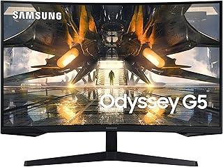 سامسونج شاشة العاب منحنية 32 انش G55A QHD 165Hz 1ms فري سينك مع خاصية HDR 10، تصميم مستقبلي لاي جهاز كمبيوتر مكتبي (LS32AG550ENXZA)