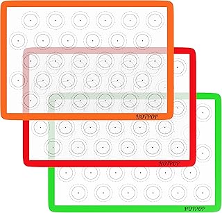 هوت بوب حصيرة خبز ماكرون من السيليكون 0.75 ملم، بطانة سيليكون غير لاصقة لاواني الخبز واللف - صنع الماكرون/المعجنات/البسكويت/الكعكة/الخبز (3 مقاسات نصفية)