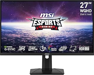 MSI شاشة العاب G274QPX، 27 انش، 2560×1440 (QHD)، IPS رابيد، 1 مللي ثانية، 240 هرتز، متوافقة مع جي سينك، HDR 400، HDMI، ديسبلاي بورت، امالة ودوار، ارتفاع قابل للتعديل، محوري، اسود، من ام اس اي