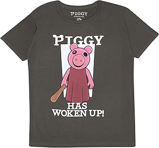 بوب جير تي شيرت للاولاد بتصميم Piggy Has Woken Up لون فحمي عصري (عبوة من قطعة واحدة)