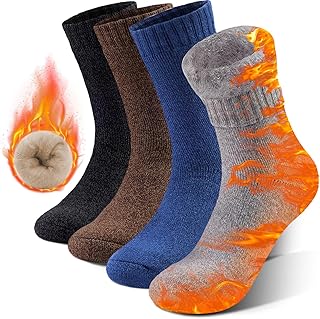 Thermal Socks, Winter Warm Socks Mens for Insulated Cold Weather Heated Trapping Thermal Socks 4 Pairs