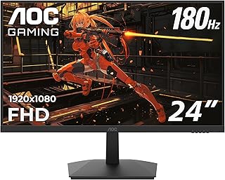 AOC شاشة العاب 24G15N 24 انش FHD 1920×1080 180Hz مللي ثانية × HDMI 2 1× منفذ عرض 3 جوانب بدون اطار AMD فري سينك جاهزة HDR للالعاب اسود LCD