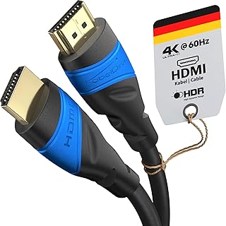 KabelDirekt – كابل 4K HDMI 7.5 م 4 ك عند 60 هرتز- تجربة الدقة العالية الفائقة المذهلة سرعة عالية مع الإيثرنت متوافق 2.0 1.4 Blu-ray PS4 PS5 Xbox Series X Switch أسود