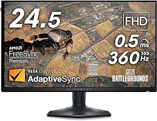 شاشة ايليانوير AW2523HF 25 انش FHD(1920 × 1080)، 360 Hz، 0.5mAh، مزامنة VESA، AMD فري سينك بريميوم، HDMI x2، منفذ العرض، منفذ USB- A x4، ضمان 3 سنوات، الجانب الداكن من القمر، LCD، متعدد الألوان