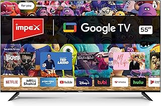 تلفزيون سمارت جوجل 55 بوصة 4K UHD من سلسلة ايفو كيو امبيكس شاشة LED لون أسود طراز evoQ 55S4RLC2