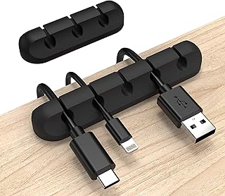 انكور منظم الاسلاك، حامل اسلاك مشابك الكابلات، مشابك اسلاك الطاقة USB لتنظيم الكيبلات، عبوتان من منظمات الكابلات للسيارة والمنزل والمكتب (5، 3 فتحات)