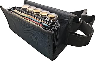 CLAIRE-FONCET Polyester Canvas Waist Bag with 5 Euro Coin Dispenser Graduated and Transparent, 1 Zipped Compartment, Magnetic Closure, Ideal Server