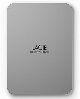 محرك الأقراص الثابتة الخارجي المحمول LaCie سعة 5 تيرابايت - فضي قمري، USB-C 3.2، من مواد معاد تدويرها بعد استخدامها من قِبل المستهلك (STLP5000400)، usb_3.0، محرك خارجي