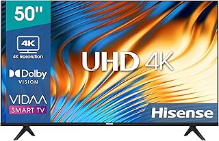 تلفزيون سمارت فيدا 50 بوصة بدقة 4K UHD بتقنية دولبي فيجن HDR ونظام صوت دي تي اس فيرتشوال X وبلوتوث وواي فاي - (موديل 2022 جديد) من هايسنس، أسود