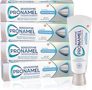 Sensodyne Pronamel Gentle Teeth Whitening Enamel Toothpaste for Sensitive Teeth, to Reharden and Strengthen Enamel, Amazon Exclusive, Fresh Mint - 4 Ounces (Pack of 4)