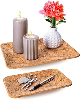 JUNGTHAL Decorative Key Tray Jewellery Tray Pocket Empty Cork (Set of 2) – Exclusive Decorative Shelf for Hallway, Bathroom and Bedside Table