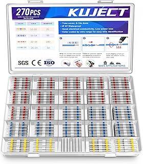 كوجكت 270 قطعة من موصلات اسلاك اللحام، موصل ذاتي اللحام ينكمش بالحرارة ومقاوم للماء، وصلات اسلاك كهربائية معزولة للسيارات البحرية والطائرات والقوارب والشاحنات، وصلات اسلاك ستيريو