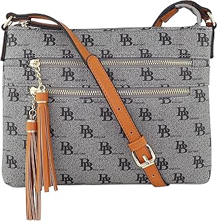 Vegan Multi-Zipper Crossbody Handbag Purse with Tassel Accents