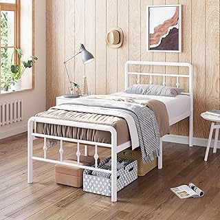 Nailsong 18 Inch Twin XL Bed Frames with Headboard and Footboard, Heavy Duty Metal Twin XL Platform Bed Frame No Box Spring Needed, Easy Assembly, Under Bed Storage, Noise Free, White