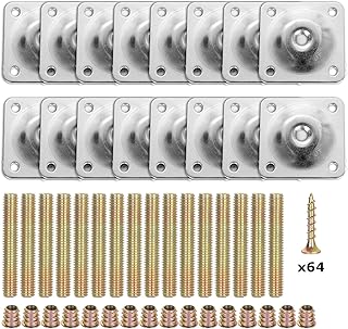 لانياكا 16 قطعة من الواح تثبيت الارجل المائلة لارجل الاريكة والاثاث، لوحة علوية بزاوية 12 درجة، لوحة تثبيت فضية شديدة التحمل مع براغي تعليق M8 5/16 انش للاريكة والطاولة وخزانة الملابس ومنضدة السرير