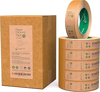 1/3/6/12 Packing Tape by Pandabode™ (Small Width) | Strong, Sticky, Recyclable Brown Kraft Paper | Eco Essentials for Parcel Packaging, Moving and Multi-use | 50 Metre Rolls (6)