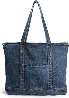 Light Weight Soft Denim Tote Unisex Shopper Shoulder Handbag