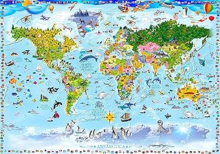 decomonkey Trompe l'Oeil Non-Woven Wallpaper for Children World Map 50 x 35 cm